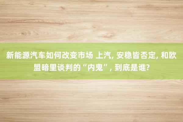 新能源汽车如何改变市场 上汽, 安稳皆否定, 和欧盟暗里谈判的“内鬼”, 到底是谁?