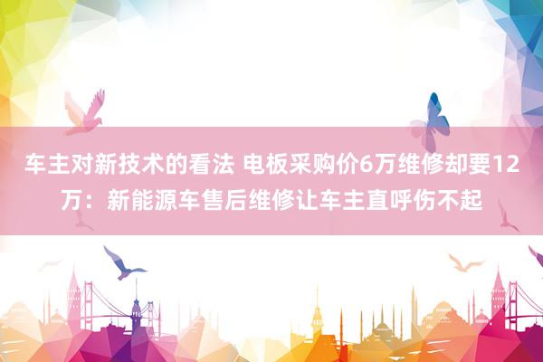 车主对新技术的看法 电板采购价6万维修却要12万：新能源车售后维修让车主直呼伤不起