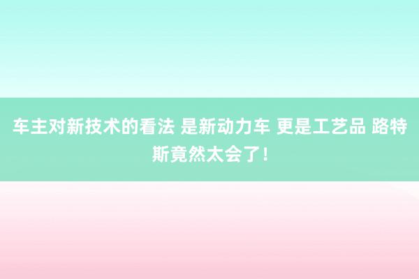 车主对新技术的看法 是新动力车 更是工艺品 路特斯竟然太会了！