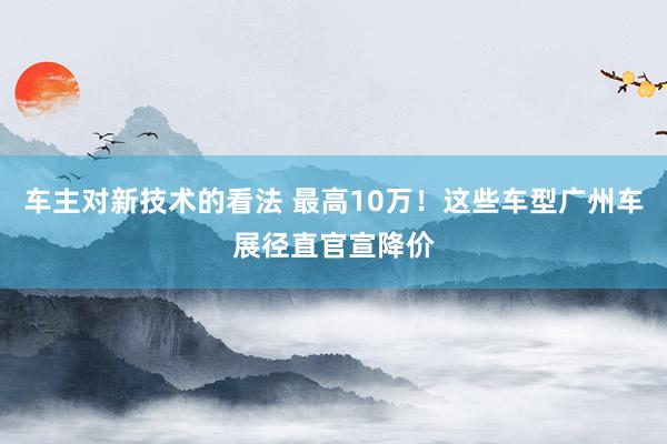 车主对新技术的看法 最高10万！这些车型广州车展径直官宣降价