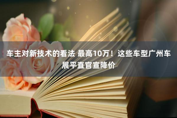 车主对新技术的看法 最高10万！这些车型广州车展平直官宣降价