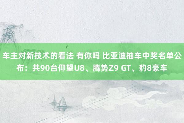 车主对新技术的看法 有你吗 比亚迪抽车中奖名单公布：共90台仰望U8、腾势Z9 GT、豹8豪车