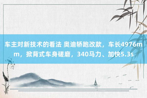 车主对新技术的看法 奥迪轿跑改款，车长4976mm，掀背式车身磋磨，340马力、加快5.3s