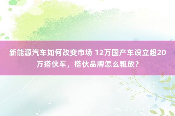 新能源汽车如何改变市场 12万国产车设立超20万搭伙车，搭伙品牌怎么粗放？