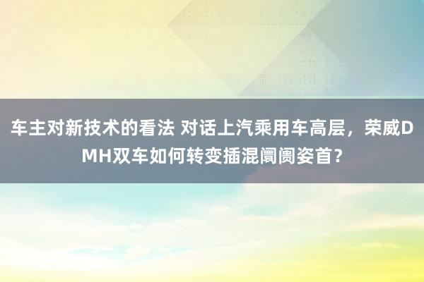 车主对新技术的看法 对话上汽乘用车高层，荣威DMH双车如何转变插混阛阓姿首？