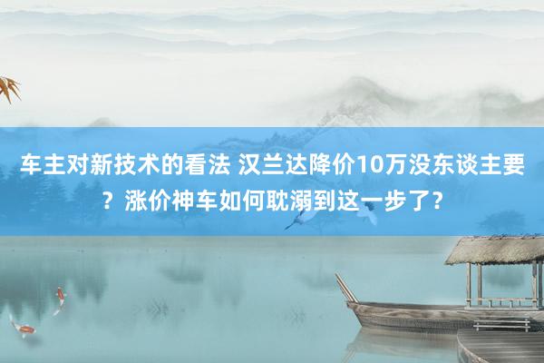 车主对新技术的看法 汉兰达降价10万没东谈主要？涨价神车如何耽溺到这一步了？