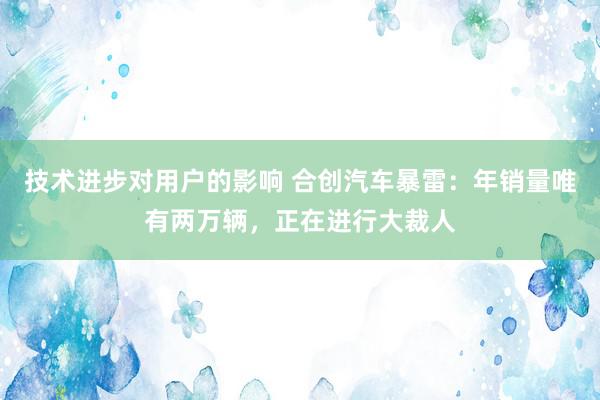 技术进步对用户的影响 合创汽车暴雷：年销量唯有两万辆，正在进行大裁人