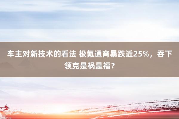 车主对新技术的看法 极氪通宵暴跌近25%，吞下领克是祸是福？