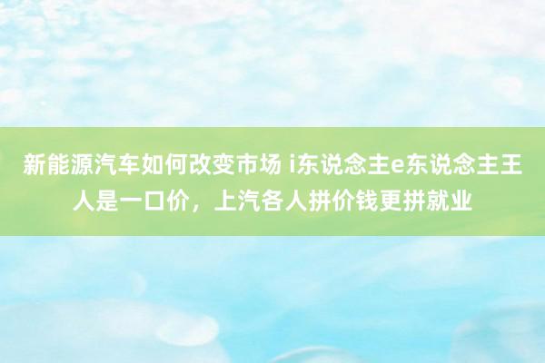 新能源汽车如何改变市场 i东说念主e东说念主王人是一口价，上汽各人拼价钱更拼就业