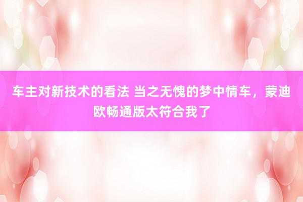 车主对新技术的看法 当之无愧的梦中情车，蒙迪欧畅通版太符合我了