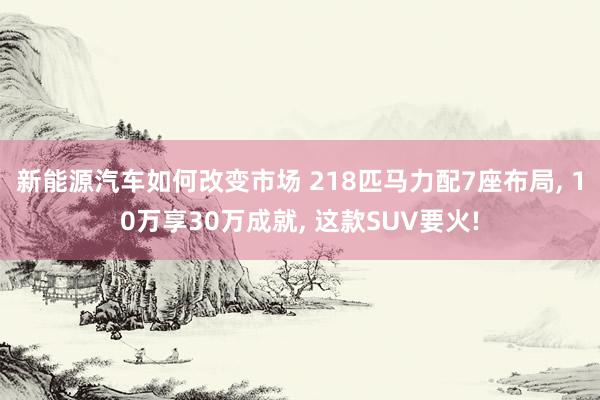 新能源汽车如何改变市场 218匹马力配7座布局, 10万享30万成就, 这款SUV要火!