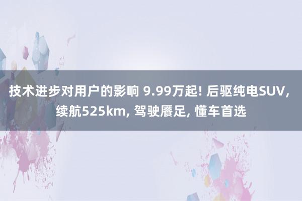 技术进步对用户的影响 9.99万起! 后驱纯电SUV, 续航525km, 驾驶餍足, 懂车首选