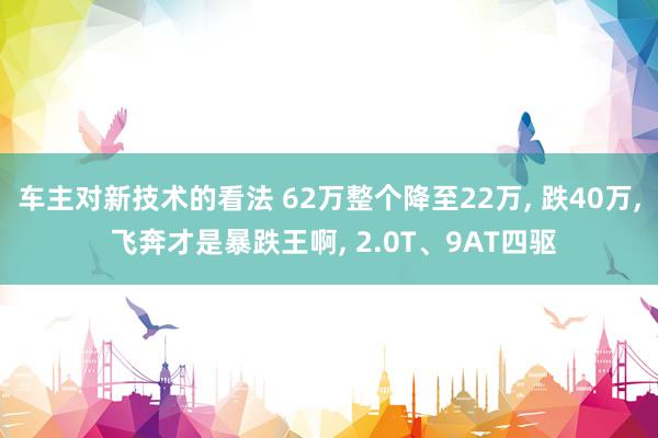 车主对新技术的看法 62万整个降至22万, 跌40万, 飞奔才是暴跌王啊, 2.0T、9AT四驱