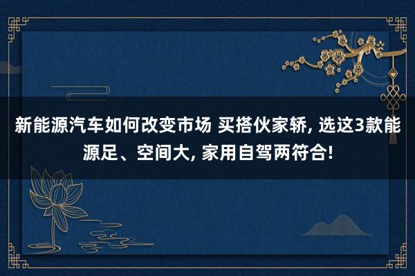 新能源汽车如何改变市场 买搭伙家轿, 选这3款能源足、空间大, 家用自驾两符合!