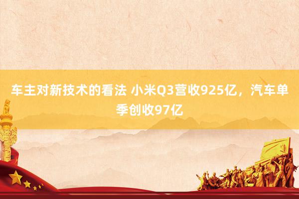 车主对新技术的看法 小米Q3营收925亿，汽车单季创收97亿