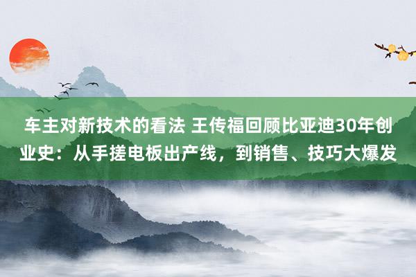 车主对新技术的看法 王传福回顾比亚迪30年创业史：从手搓电板出产线，到销售、技巧大爆发