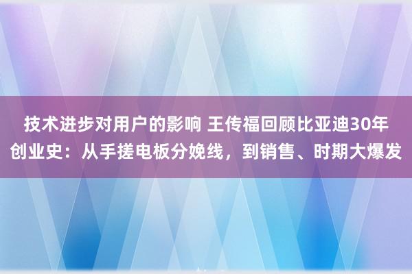 技术进步对用户的影响 王传福回顾比亚迪30年创业史：从手搓电板分娩线，到销售、时期大爆发