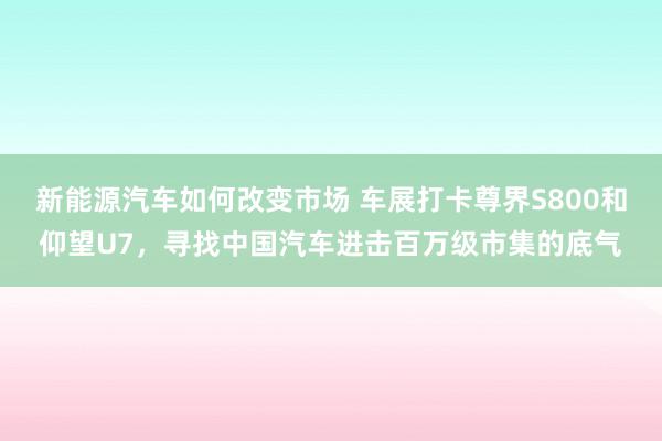 新能源汽车如何改变市场 车展打卡尊界S800和仰望U7，寻找中国汽车进击百万级市集的底气