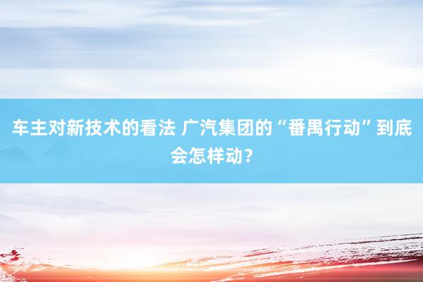 车主对新技术的看法 广汽集团的“番禺行动”到底会怎样动？