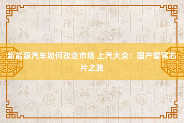 新能源汽车如何改变市场 上汽大众：国产智驾芯片之路