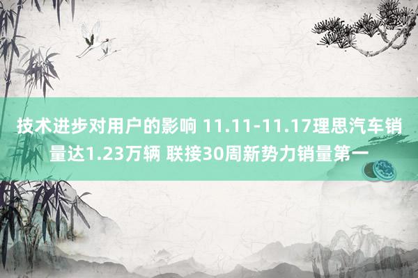 技术进步对用户的影响 11.11-11.17理思汽车销量达1.23万辆 联接30周新势力销量第一