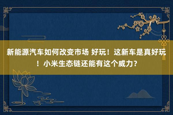 新能源汽车如何改变市场 好玩！这新车是真好玩！小米生态链还能有这个威力？